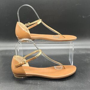 Michael KORS kristin thong flat sandal Womens 8 brown leather summer vacation